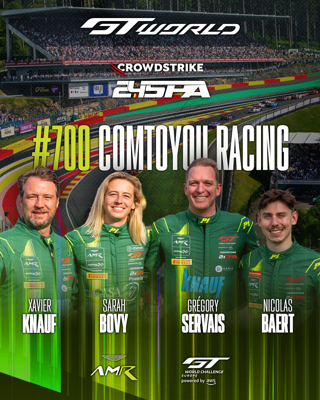 Sarah Bovy führt ein rein belgisches Fahrer-Trio im vierten Aston Martin von Comtoyou Racing an.