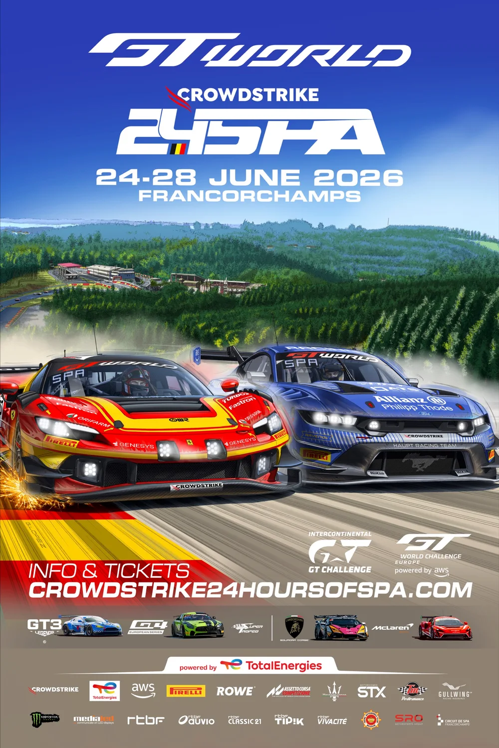 Der Kampf tobt auf dem neuesten Poster der Collector's Edition, nur drei Wochen vor dem 24-Stunden-Rennen von Spa 2026, präsentiert von CrowdStrike.